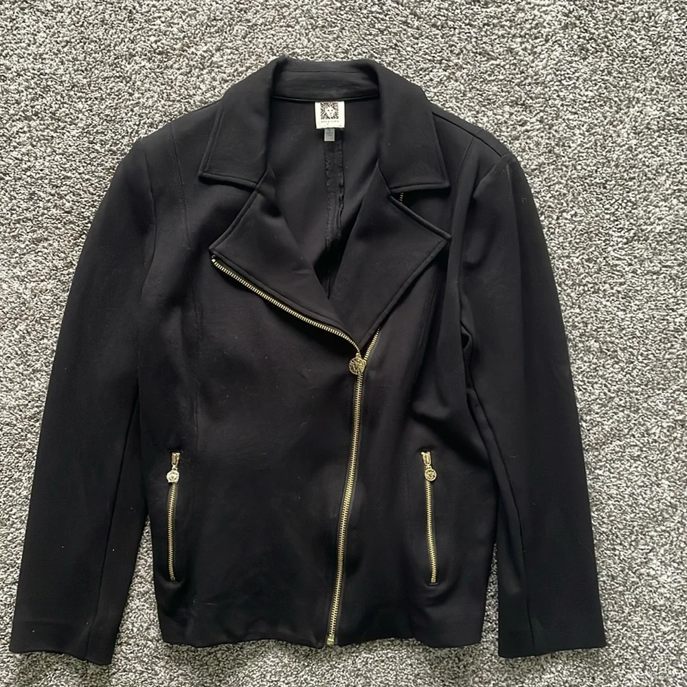 Anne Klein classy black zip up jacket - Picture 1 of 2